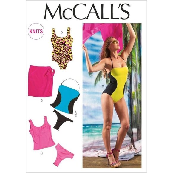 McCalls Sewing Pattern 6759 Swimwear Suits Once Piece Tankini Miss Sz 6-14 - Picture 1 of 3